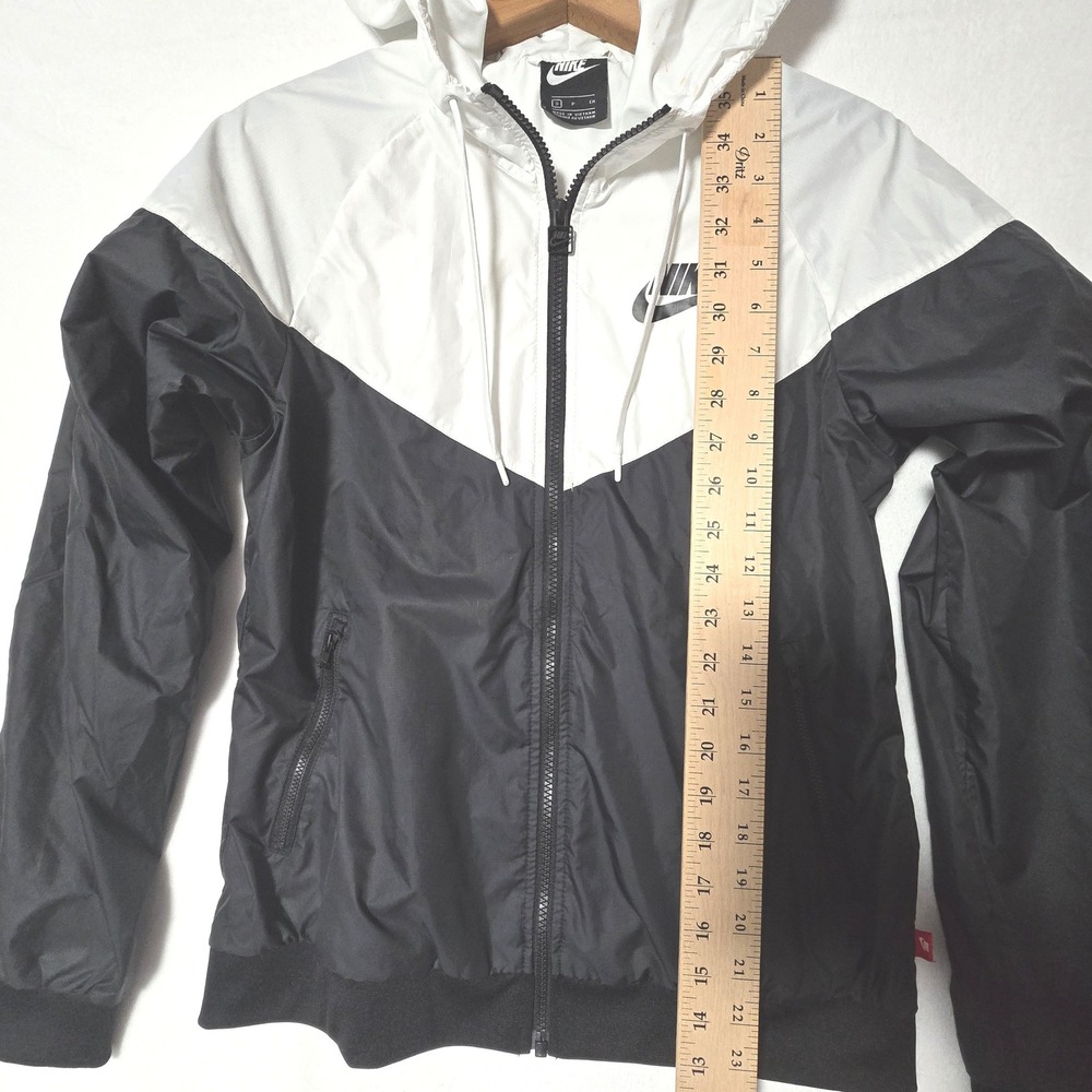 Nike Windrunner Jacket White Black Full Zip‎ Hooded Lightweight Women Size S Gym - Picture 9 of 10
